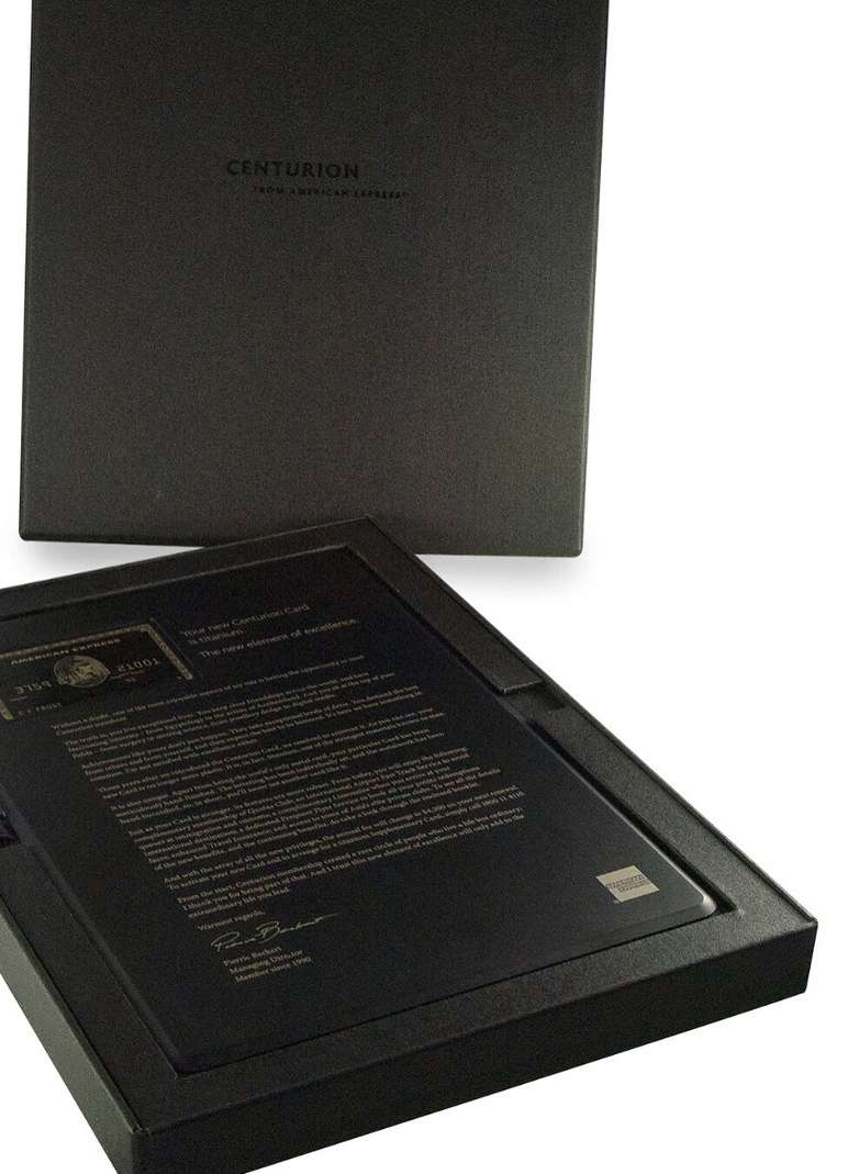 Anodised aluminium Centurion card in pack